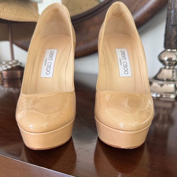 Jimmy Choo Nude Patent Leather Heels